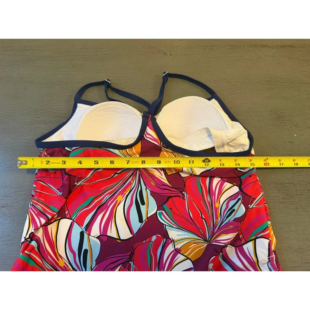 Hilor Floral Tankini Swim Top Multicolor Adjustable Straps Side Cinch Padded 8 - Picture 4 of 8